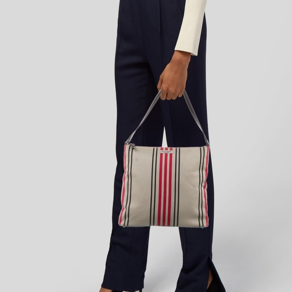 Kate Spade New York Striped Canvas Shoulder Hobo Handbag - Picture 3 of 5